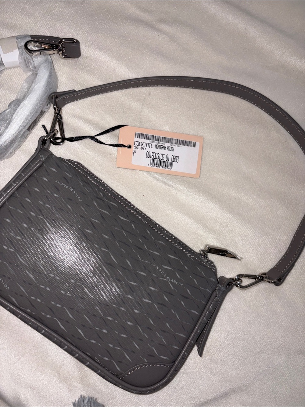 NWT VOILE BLANCHE Cocktail Monogram Small Purse in Cool Grey - Picture 8 of 13